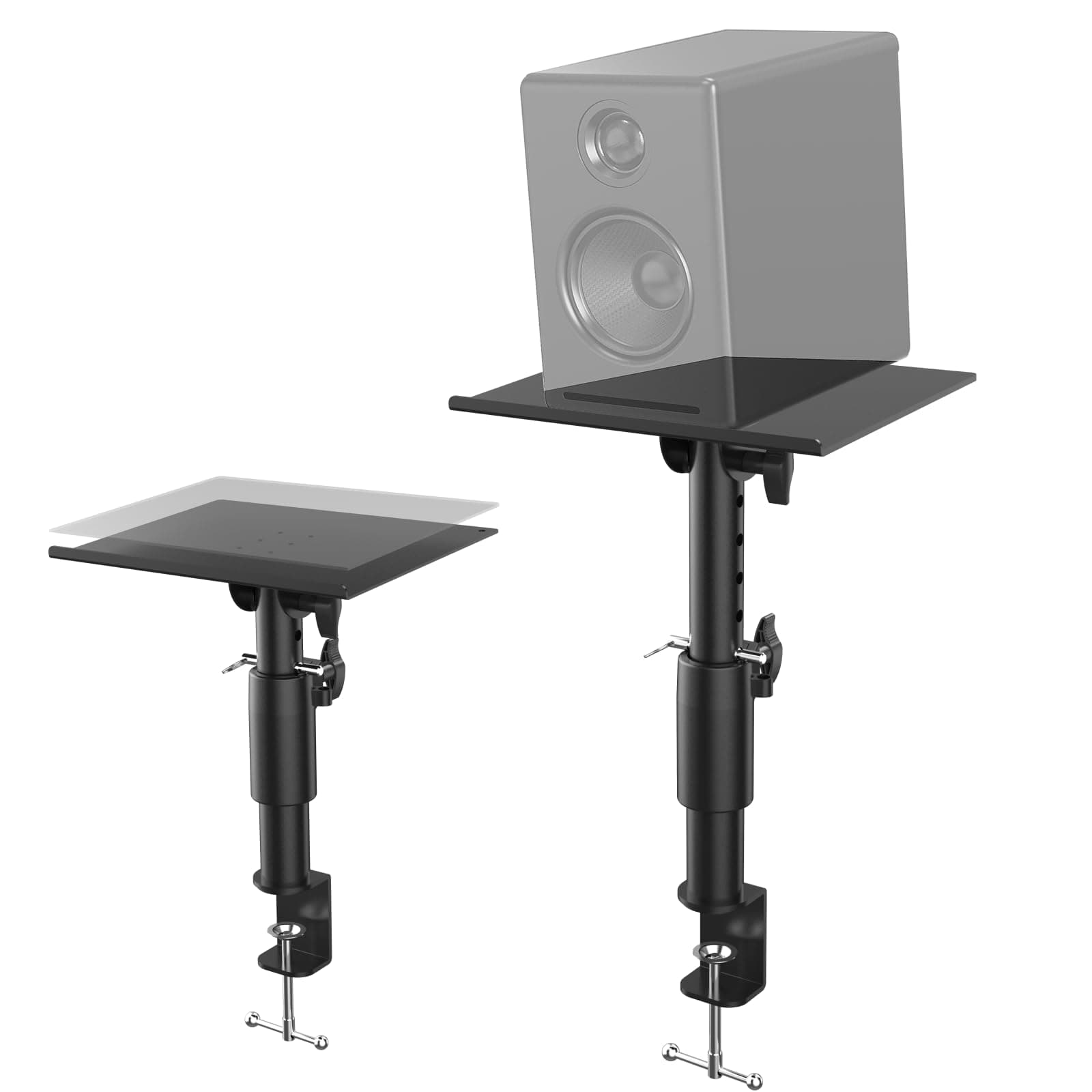 Lautsprecher ständer,Monitor Lautsprecher Ständer mit Schreibtisch Klemme,Höhe und Neigung einstellbar,Speaker Stand Tragfähigkeit bis zu 30 kg,Black
