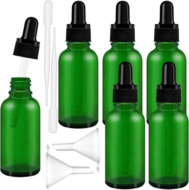 AMJKEJI 12 Stück Pipettenflasche 30ml, Flasche mit Pipette Trichtern, Perfume Bottle With Dropper, Glas Tropfflasche für ÄTherische öLe, ParfüMerie, Aromatherapie, Grün