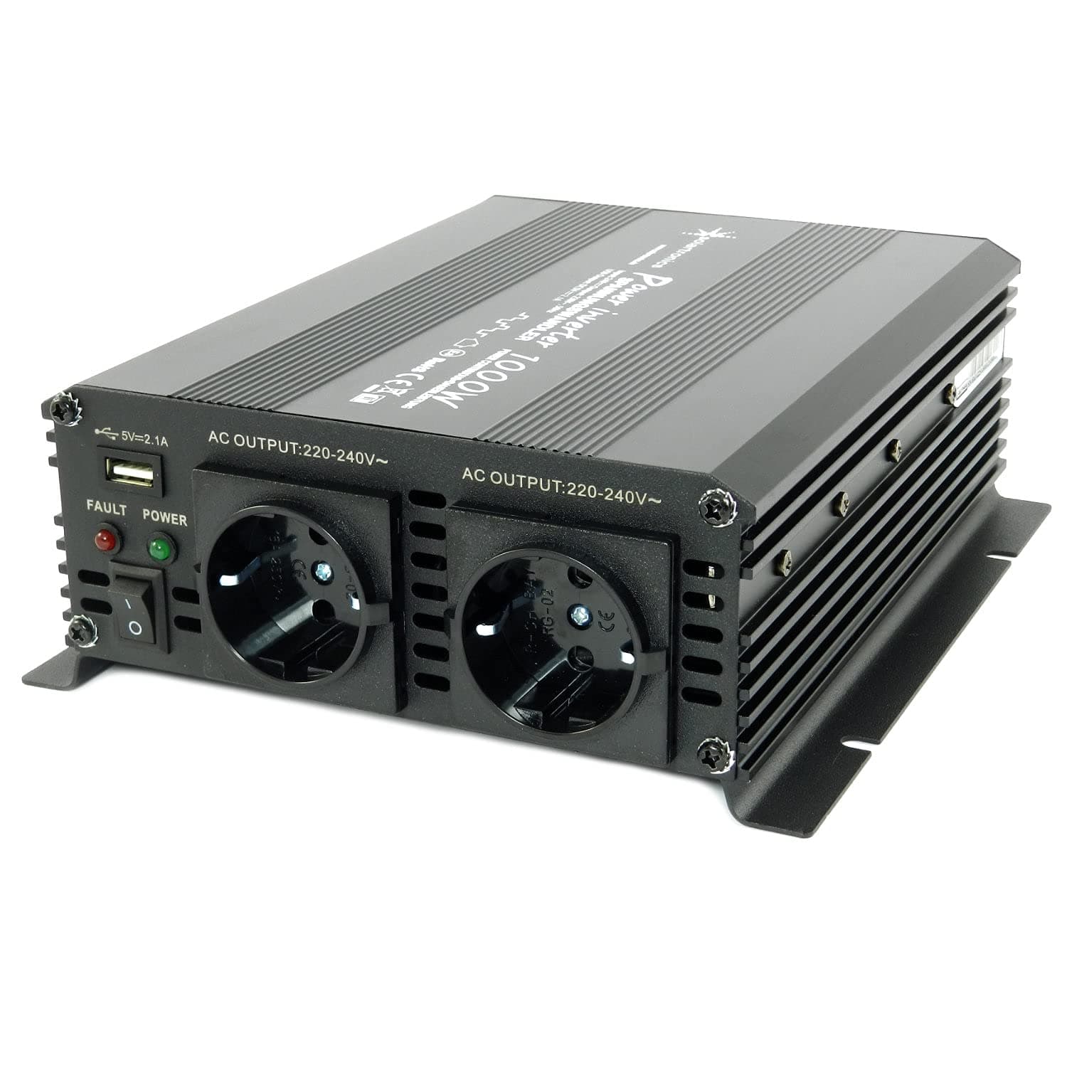 SOLARTRONICS NM1000 24V 1000 Watt SCHWARZ Spannungswandler - 2000 Watt Spitzenleistung - Wechselrichter 24V auf 230V Single