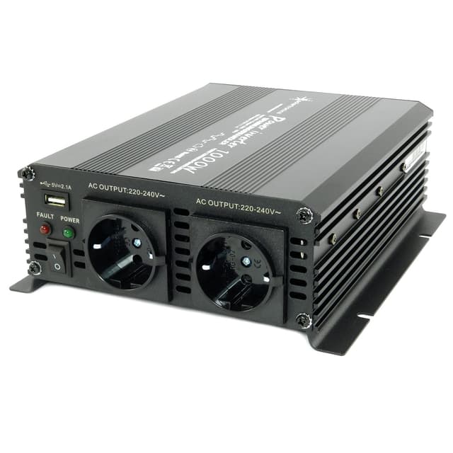 SOLARTRONICS NM1000 24V 1000 Watt SCHWARZ Spannungswandler - 2000 Watt Spitzenleistung - Wechselrichter 24V auf 230V Single