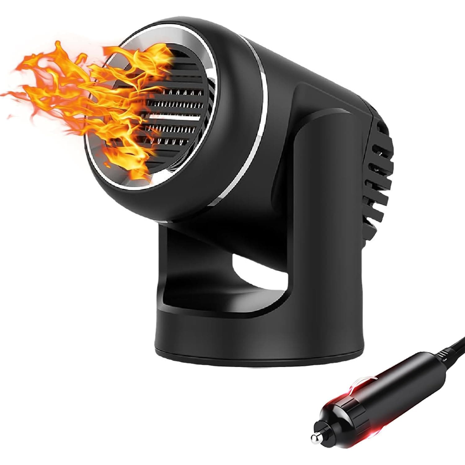 WEQNGIU Autoheizung, Tragbarer 12V Autoheizung-Defroster, 2-in-1-Schnell Heiz und Kühllüfter Defroster, Anschluss an den Zigarettenanzünder mit um 360 ° Drehbarer Basis, Schnelles Aufheizen für Autos