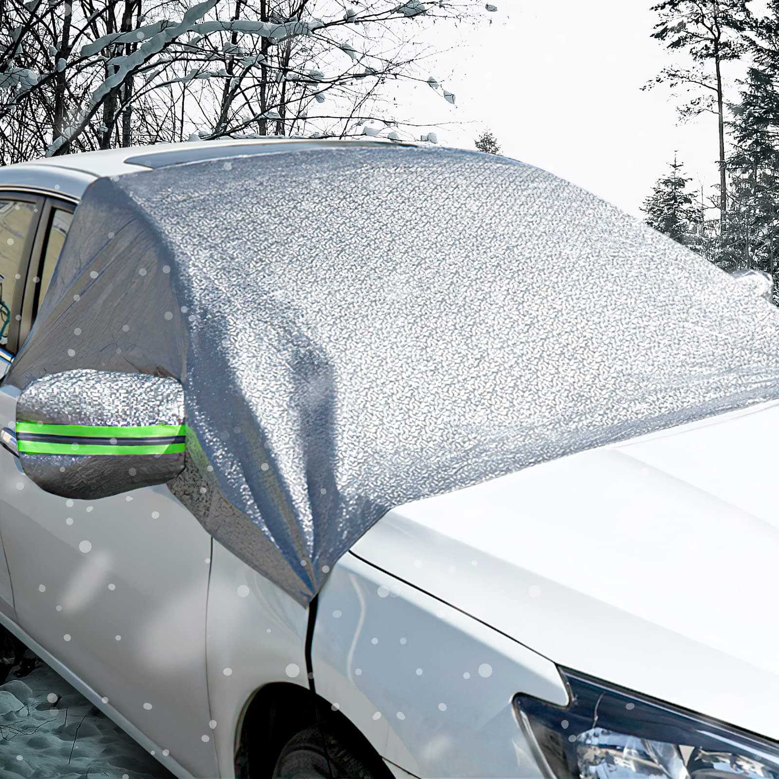 Frontscheibenabdeckung Winter, Windschutzscheibenabdeckung, Scheibenabdeckung Auto Winter und Sommer, Übergröße Frostschutz Auto Frontscheibe für Autos SUVs Vans