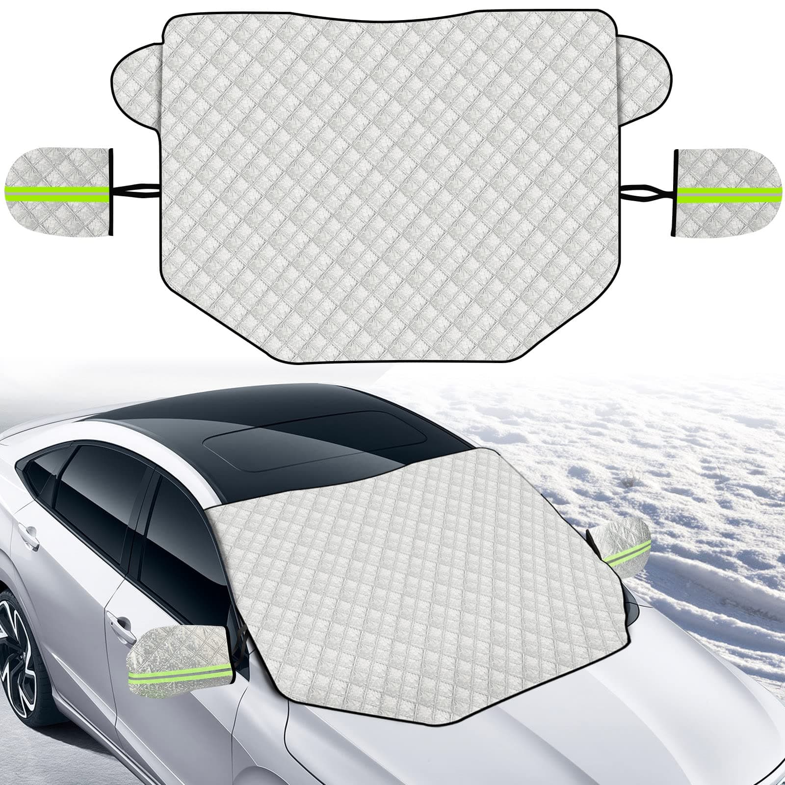 sukudon Frontscheibenabdeckung, Auto Scheibenabdeckung Windschutzscheibe Frost/Sonnenschutz Auto Frontscheibe Eisschutzfolie mit Magnet (145 * 118cm) faltbar