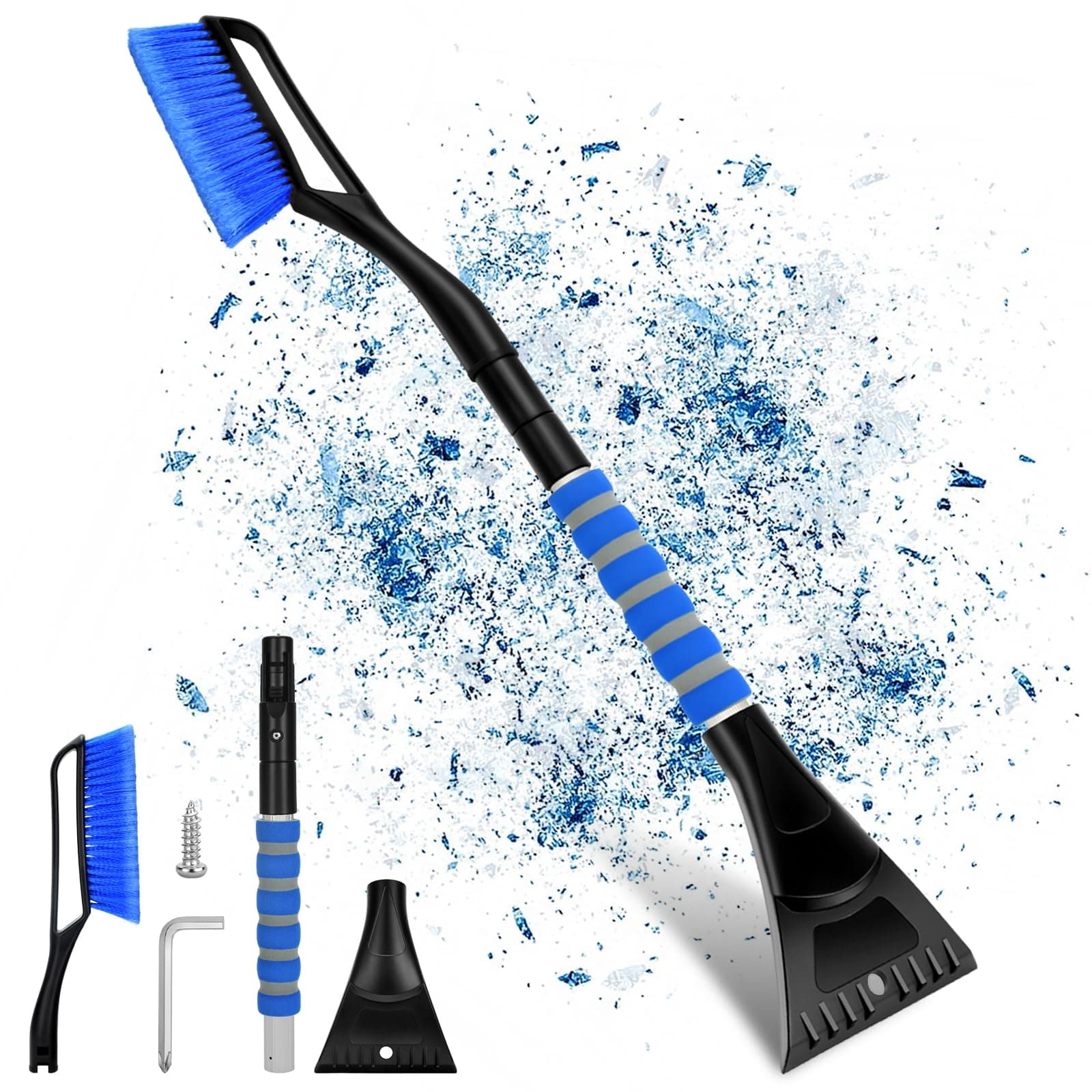 LUOJINYI 2 Piece Ice Scraper Set, Ice Scraper, Large Edge & Gentle Bristles, Non-Slip Handle, Eiskratzer Auto mit Besen, Schneebesen Auto, Scheibenkratzer Auto,Auto Reinigungsbürste