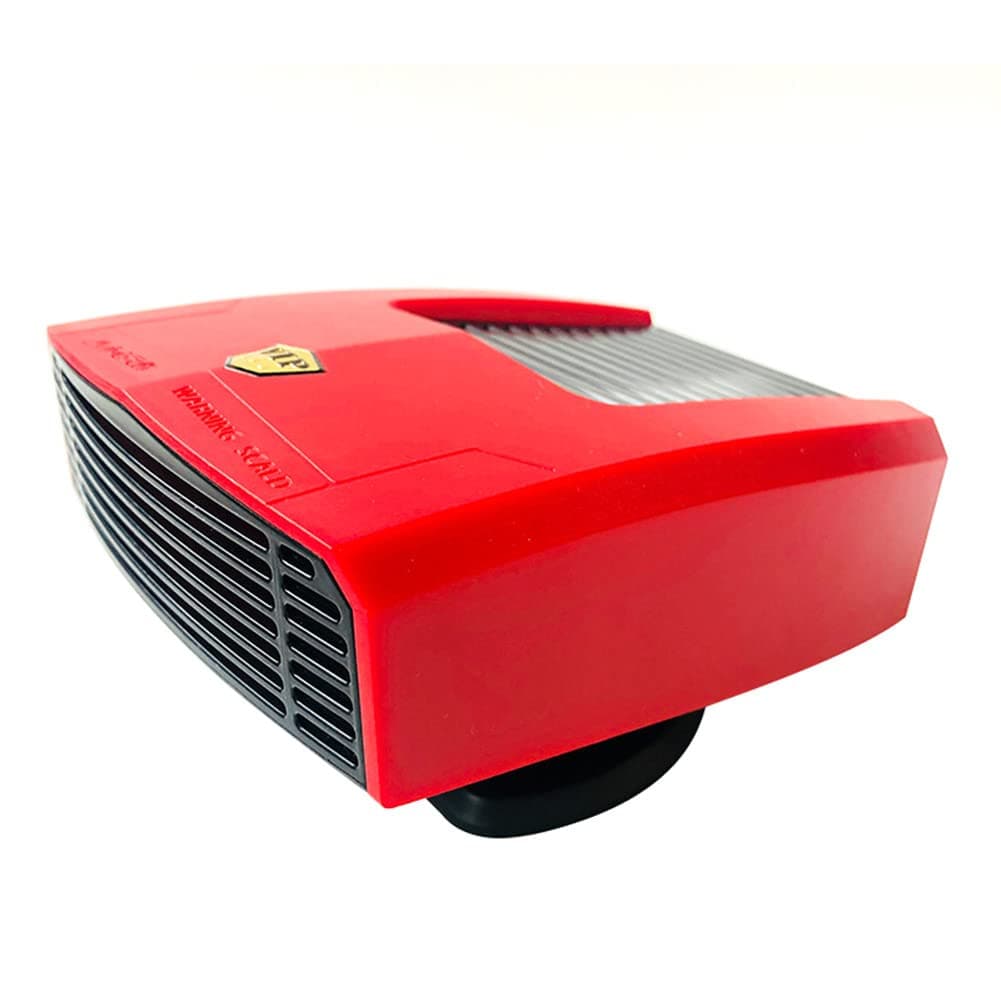 Auto Heizlüfter, Tragbare Auto Heizung, 180W 12V Schnellheizung Innenraum Auto Windschutzscheibe Heizung Lüfter Defogger Defroster Demister Ventilator mit 360 ° drehbarer Basis Zigarettenanzünde 12V Rot