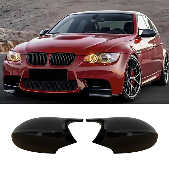 Jinpengyong Spiegelkappen, 1 Paar Auto Rückspiegel Kappe Tür Abdeckung für BMW E81 E82 E87 E88 E90 E91 2005-2008 E92 E93 2006-2009 Glänzend Schwarz (For 1er E81 E87&3er E90 E91 E92 E93 PRE)