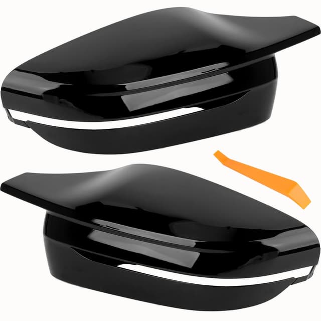 Spiegelkappen, Auto Rückspiegel Kappe Glänzend Schwarz Kompatibel mit BMW G20 G21 G28 G22 G23 G30 G38 G11 G12 G15 G16 Nur Modell mit linkem Ruder (1 Paar) Spiegelkappen 1