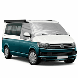 Auto Windschutzscheiben Abdeckung Ersatz für VW T5, Frontscheiben Sonnenschutz, 100% Verdunkelnd, Blockiert UV Strahlen, Wetterfeste Frontscheibe Wrap Cover Silber Maßgeschneidert für VW T5