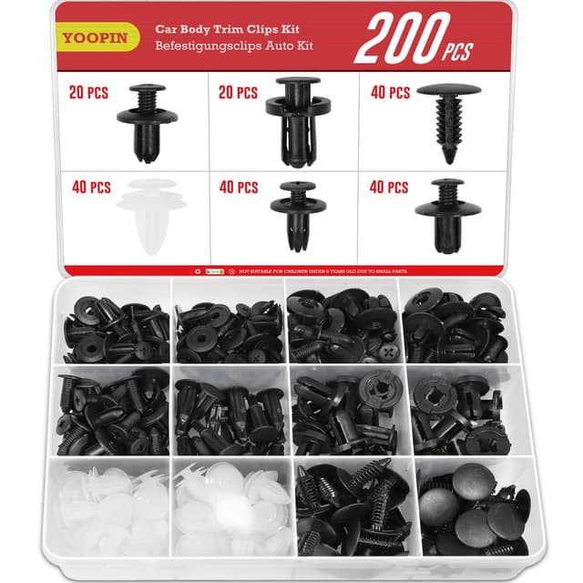 YOOPIN 200 Stück Befestigungsclips Auto Kit, Universelle Spreiznieten Karosserie, 6 Größen Kunststoffnieten Clips, Türverkleidung Clips für Innenverkleidungen und Wartung