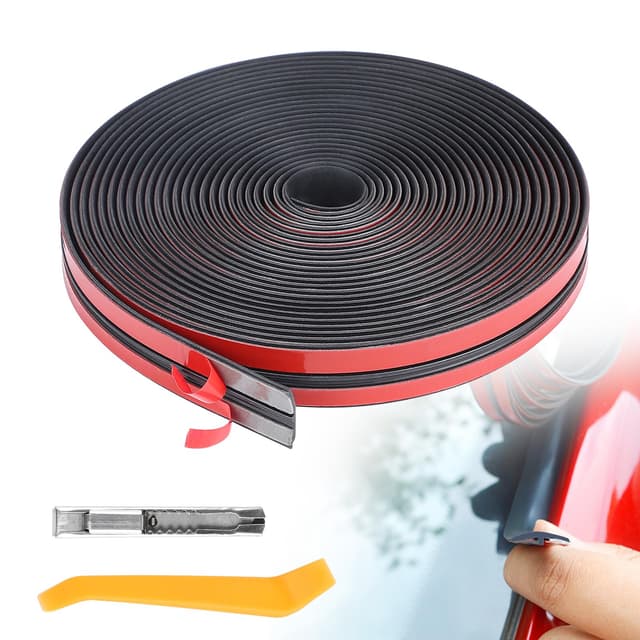 EFUTURETIME 6 m Selbstklebende Gummidichtung Windschutzscheibe, Breite 19mm, Universal T-förmiger Frontscheiben-Dichtung für Auto Schiebedach, Schwarz 6m
