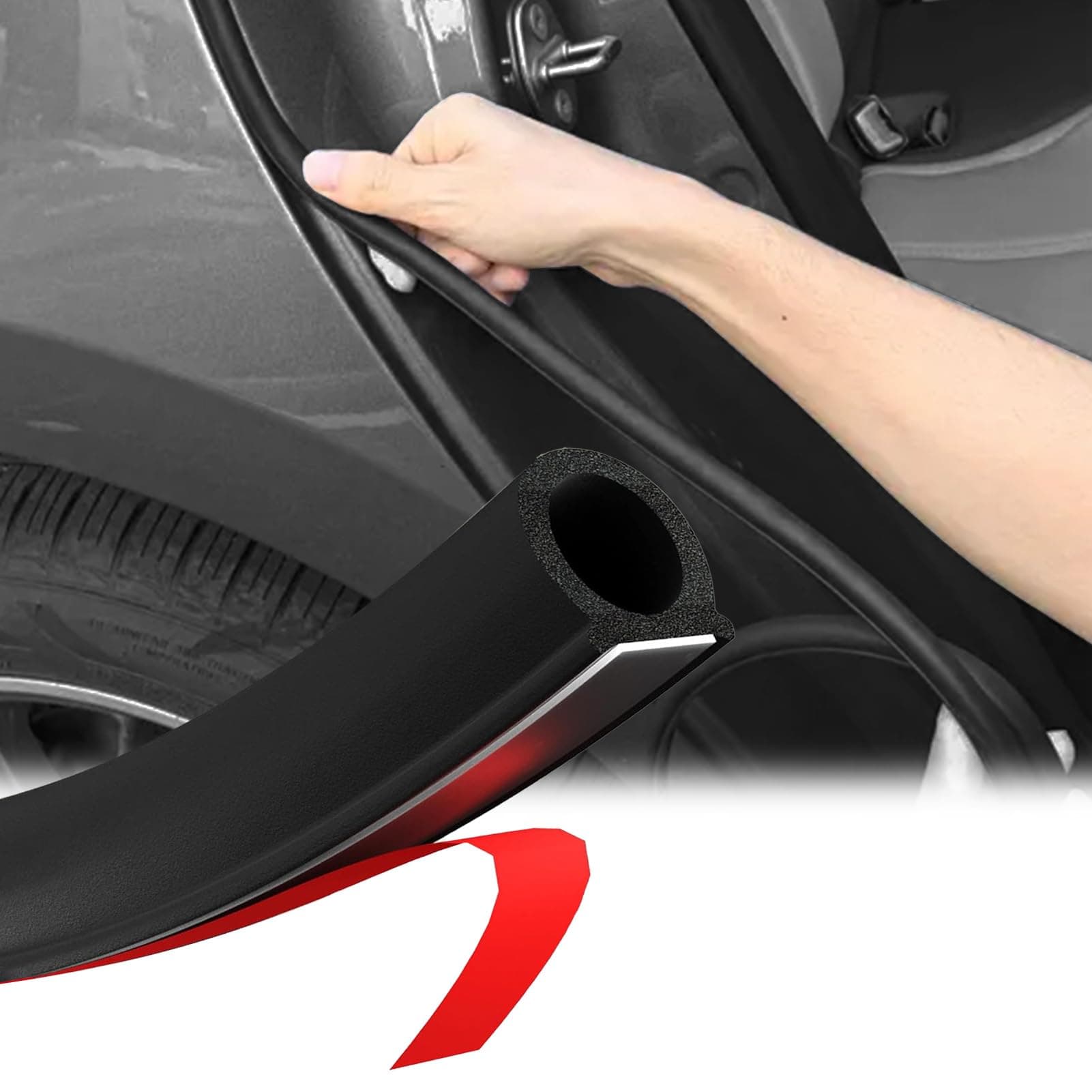 Auto Türdichtung Selbstklebend Gummidichtung, 8M D-Form Gummi Kantenschutz Fensterdichtung, Schallschutz Wasserdicht Universal Gummidichtung Autotür für PKW, Transporter, Oldtimer 8M 15*15mm