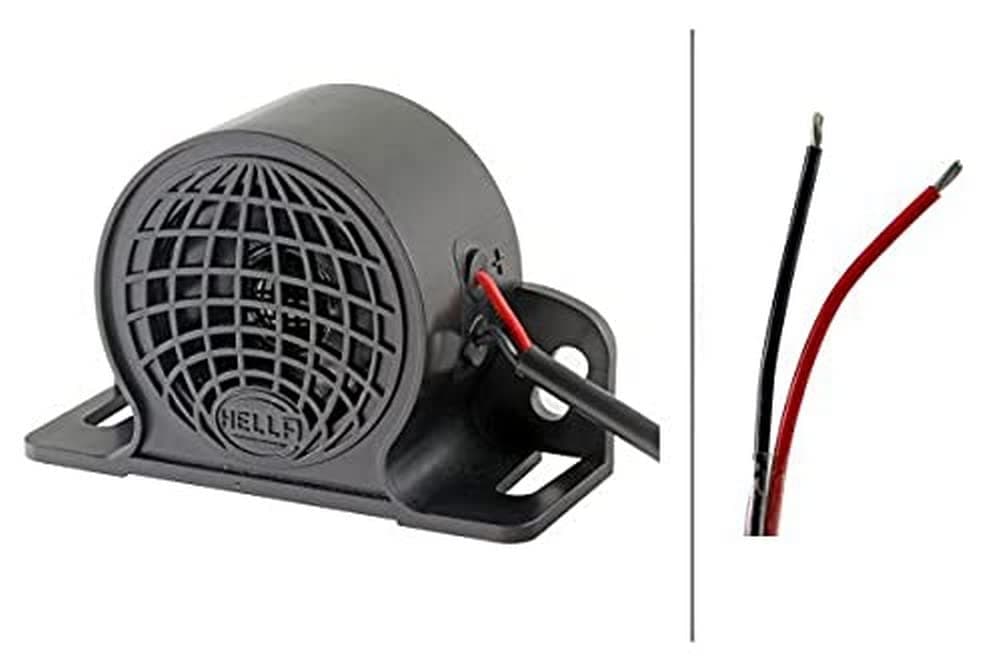 HELLA Rückfahrwarner BM10 - 110dB(A) - Starkton - Gehäusefarbe: schwarz - geschraubt - Kabel: 200mm - Stecker: offene Kabelenden - Menge: 1 - 3SL 009 148-151 110 dB(A) Anschluss mit 2 offenen Kabelenden