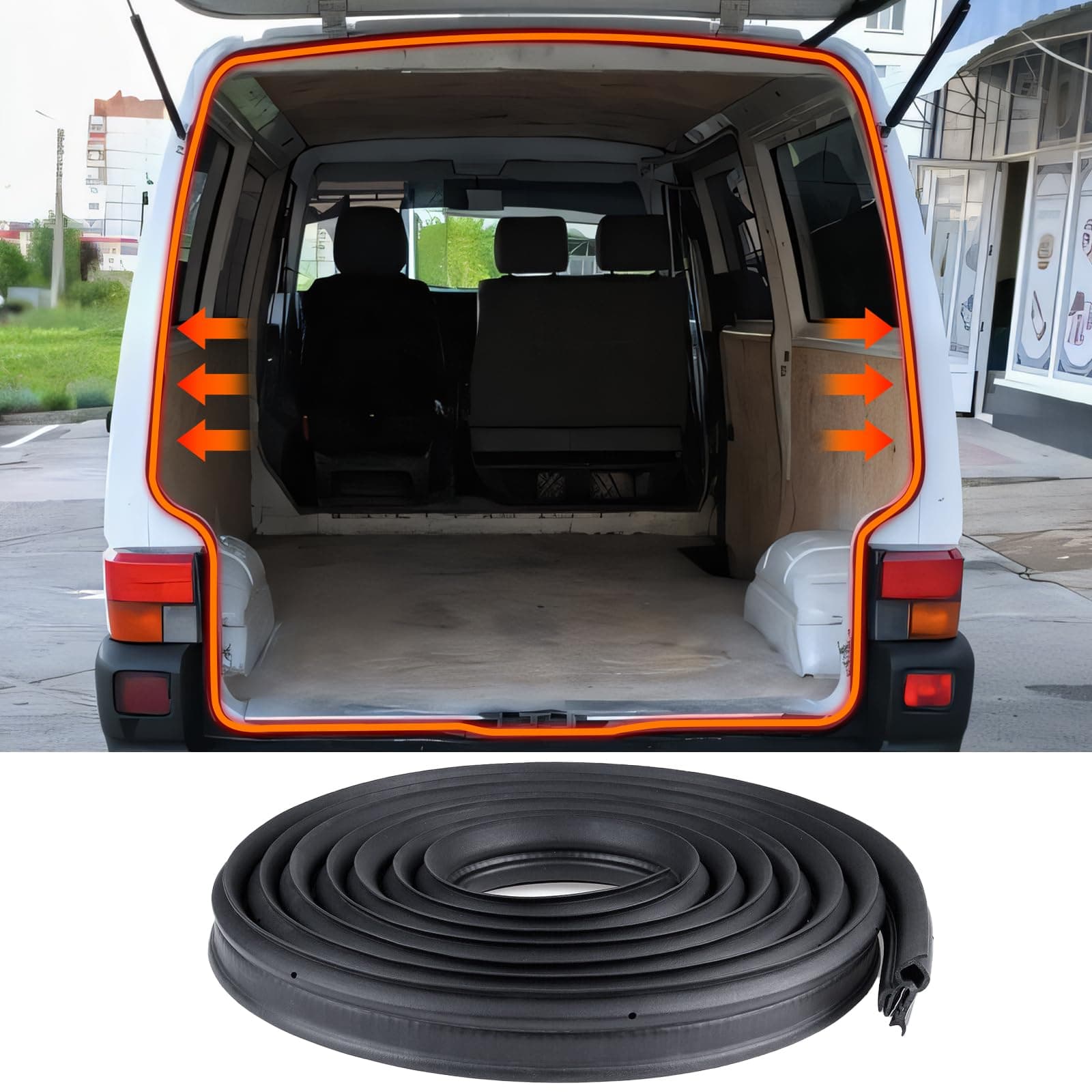 Heckklappendichtung Dichtung Kompatibel mit VW T4 Transporter 1990-2003 Gummidichtung Alle Modelle Bus Kasten Multivan 721827705B Auto Türdichtung