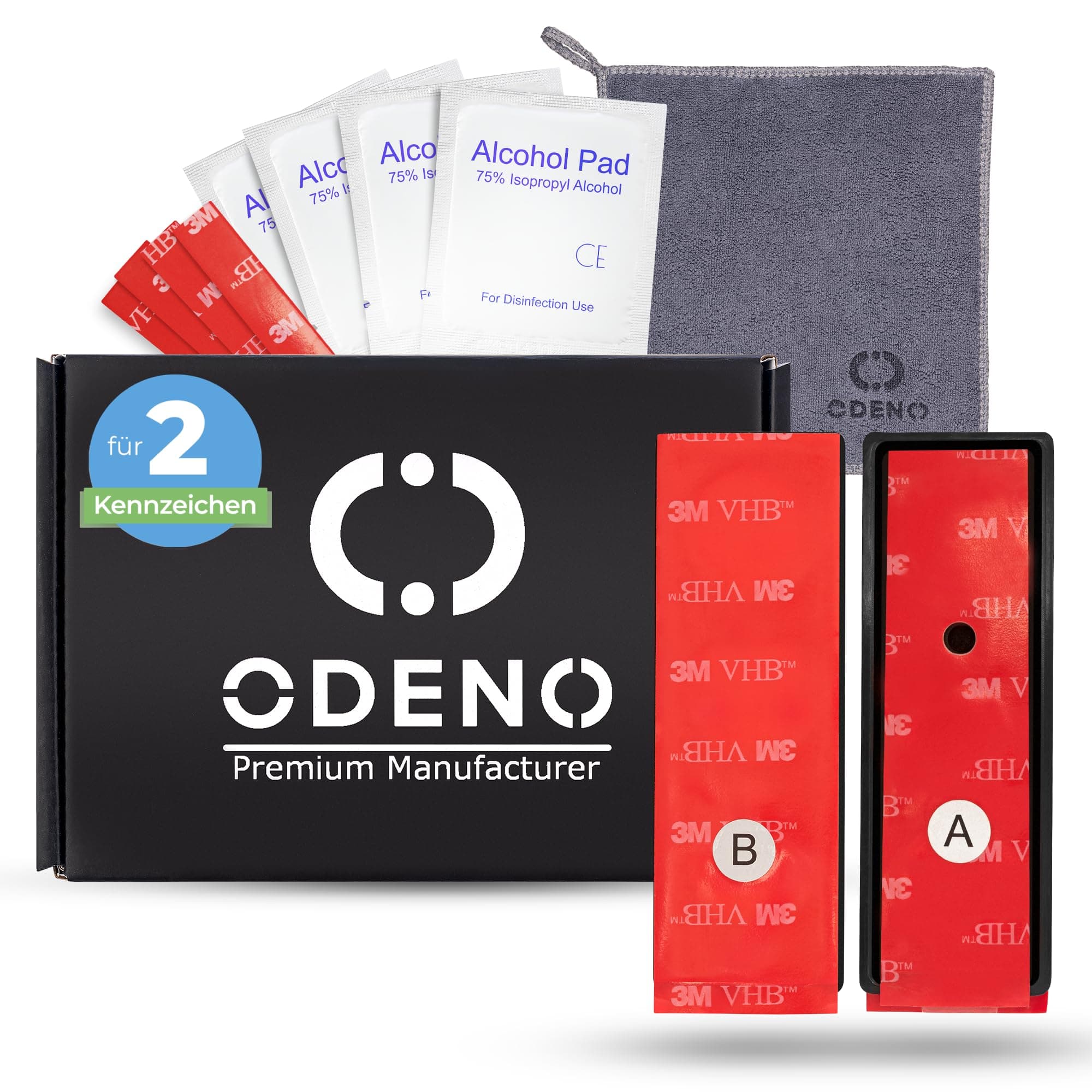 ODENO® Magnet Kennzeichenhalter im Set für 2 Kennzeichen - für jedes Kennzeichen und Auto - rahmenlose Nummernschildhalter für Deutschland und Österreich MAGNET - für 2 Kennzeichen