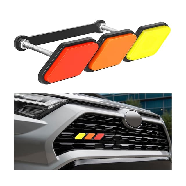 CGEAMDY Auto Kühlergrill Einsatz Trim, 3 Farben Kühlergrill Badge Grillemblem, Car Styling Zubehör Kühlergrill Badge Emblem Dekoration Logo für Car Truck Tag(Rot)