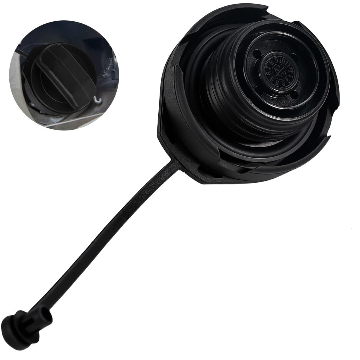 FuxFuis Tankdeckel mit Halteband, Tankverschluss Kraftstofftankdeckel Schwarz Auto Tankdeckel Durchmesser 4 cm Treibstoff Deckel Notfall-Tankdeckel Kompatibel mit verschiedenen Auto-Kraftstofftanks