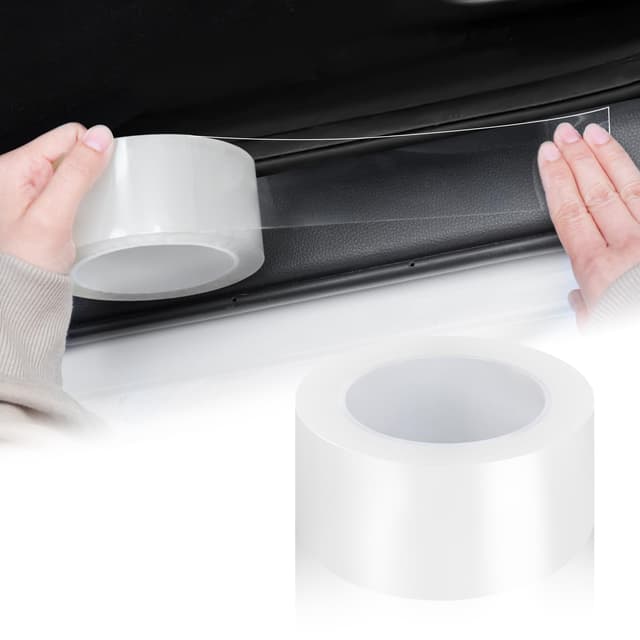 EINESIN Auto Einstiegsleisten Schutz 5cm*10m, Carbon Aufkleber, Auto Einstiegsleisten Kohlefaser Aufkleber, Selbstklebend Schutzfolie Lackschutzfolie Auto(Transparent) 5 cm X 10 Meter