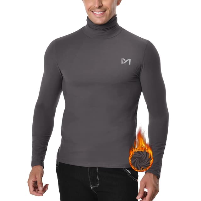 MEETYOO Herren Thermounterwäsche Oberteile, Thermoshirt Langarm Kompressionsshirt Funktionsshirt Atmungsaktiv Thermounterhemd Männer Sportshirt für Running Fitness Gym S Grau