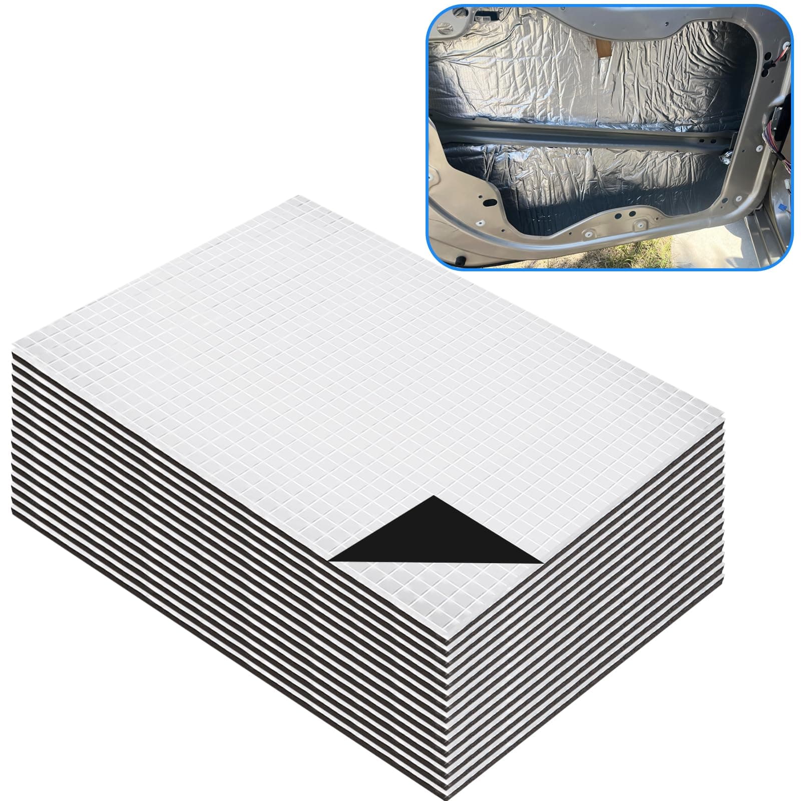 FWEEK 15 Stück Dämmmatte Auto, 40x25cm Schallschutzmatte, Auto Dämmmatte Selbstklebend, Dämmung Selbstklebend Isoliermatte, Isoliermatte Selbstklebend, Feuerfest, Feuchtigkeitsfest, 7mm