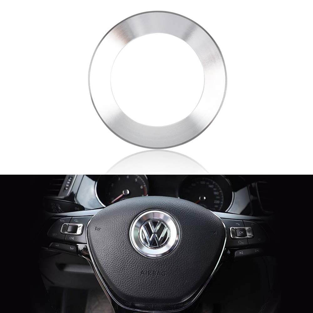 VDARK kompatibles Lenkrad Logo Kappen Dekoration Aufkleber Aluminiumlegierung für VW Volkswagen Zubehör Bling Jetta Passat Golf Tiguan Arteon Atlas enthält Trim Trim Rot Silber Blau (Silber)