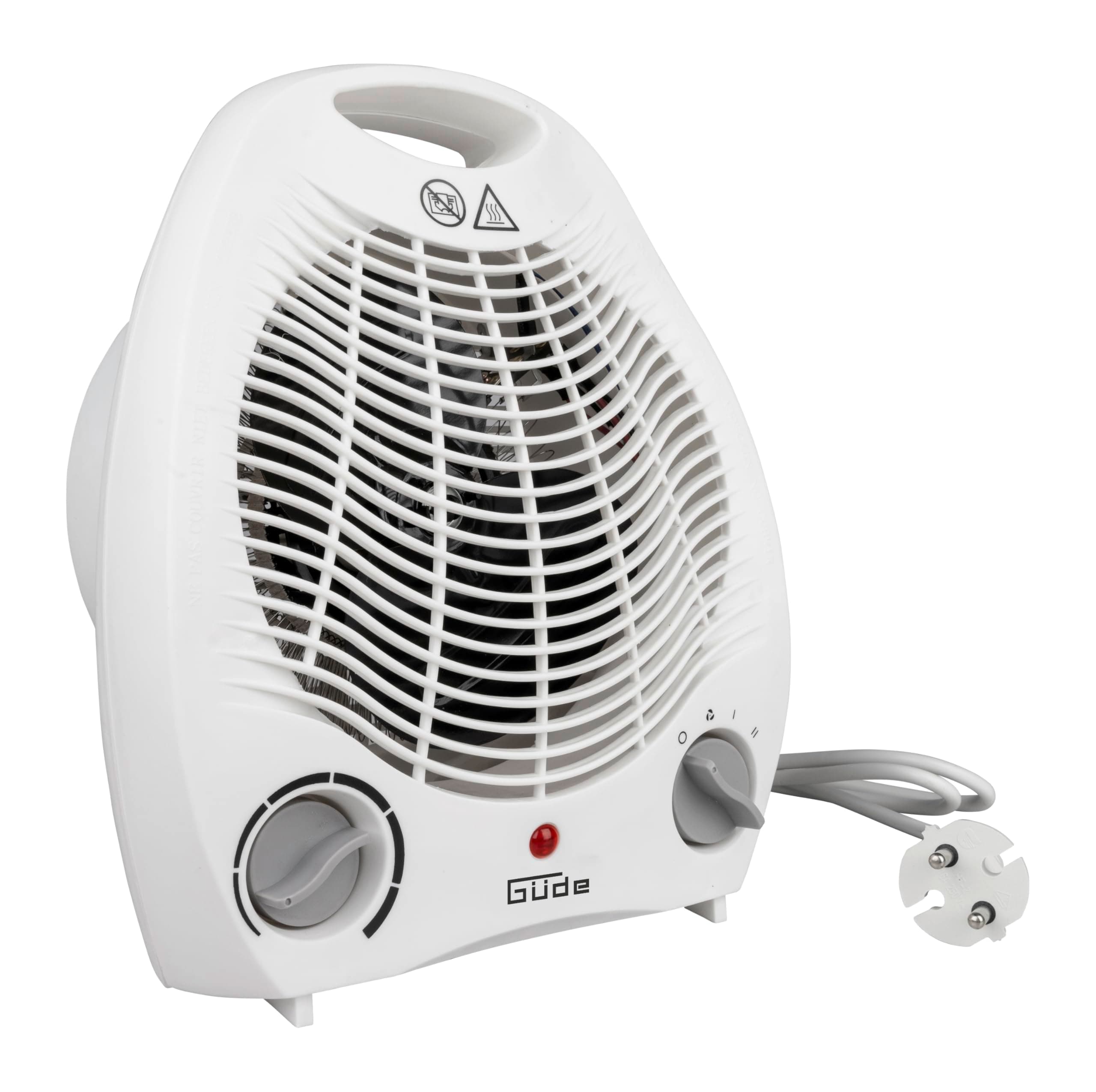 Güde 85175 Heizlüfter GH 2000 (2000 W Heizleistung, 2 Stufen (1000/2000 W), Ventilatorfunktion, Gebläseleistung 75 m³/h, stufenloser Thermostat, Überhitzungs- & Kippschutz, Tragegriff, schnelle Wärme) Weiß