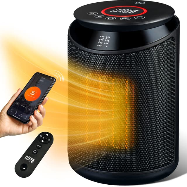 LEBENLANG Keramik Heizlüfter energiesparend leise - inkl. App & WiFi, Fernbedienung | 2000W Elektrische, keramik für Innenraum | Electric heater heizstrahler eco heat | Eco Warm
