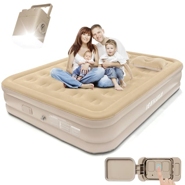 IEEILULU Luftbett 2 Personen, Aufblasbare Matratze mit Elektrischer Luftpumpe, Luftmatratze Selbstaufblasend mit Nachtlichtfunktion und Kissen für Camping Heimgebrauch, 200 x 150 x 40cm Doppel (200 x 150 x 40cm)