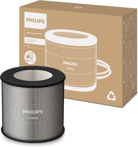 Philips Original-Ersatzfilter für Luftreiniger der Serien 800 & 900 AC0819, AC0820, AC0920, AC0921, HEPA NanoProtect, 12 Monate Lebensdauer, Schwarz/Weiß (FY0900/30) Filter 800 Serie Black/White