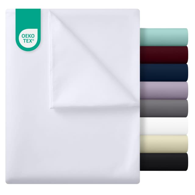 Utopia Bedding - Flach Laken ohne Gummizug - 225 x 255 cm - Oeko-TEX Zertifiziert - Weich Gebürstetes Polyester – Mikrofaser – Flaches Blatt – Weiß Weiß 225 x 255 cm