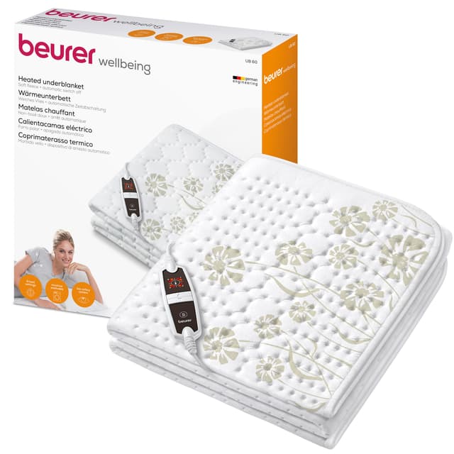 Beurer Wärmeunterbett UB 60, anschmiegsame Wärmebettunterlage mit 4 Temperaturstufen und Schnellheizung, maschinenwaschbar, weiß Anschmiegsames Material
