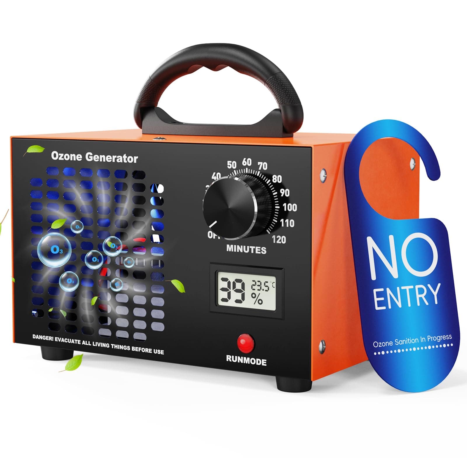 Ozongenerator 60000mg/g Ozongerät - Ozon Luftreiniger,120-Minuten-Timer,Mit Temperatur- und Feuchtigkeitsanzeige,Ozonisator Industrieller O3 für Auto Wohnung Hotels Küche und Haustiergerüche