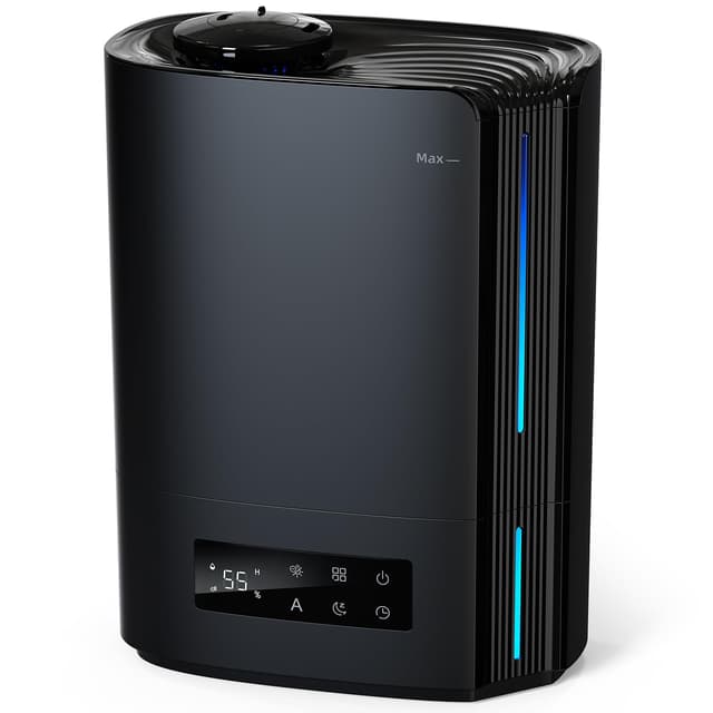 AROEVE 6L Luftbefeuchter Schlafzimmer, Aroma Diffusor, Ultraschall Top-Fill Luftbefeuchter für Baby Kinderzimmer, Pflanzen, 60h leise Raumbefeuchter, intelligente Luftfeuchtigkeitskontrolle, Schwarz