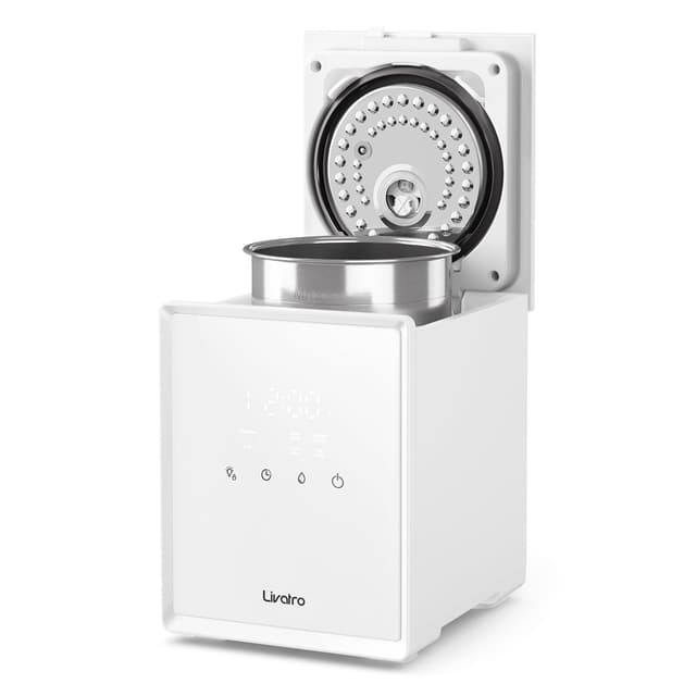 Livatro Luftbefeuchter Schlafzimmer Top-Fill, 3L Edelstahl Warmnebel Luftbefeuchter, Reduziert 99,97% der Bakterien, Für Schlafzimmer und Wohnzimmer, Spülmaschinenfest Humidifier,mit Schlafmodus Weiß