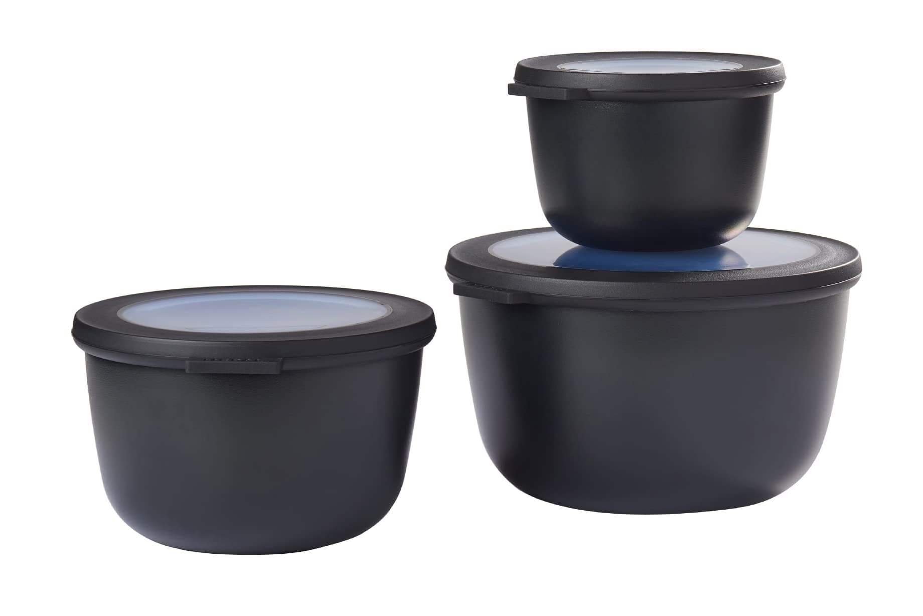 Mepal Multischale Cirqula Round 3-teiliges Set - Mikrowellen Geschir - Geignet als Aufbewahrungsbox, Kuhlschrank, Gefrierschrank & Mikrowellengeschirr - 350 ml, 750 ml & 1250 ml - Nordic black Nordic Black Set 3-teilig (350, 750, 1250 ml)