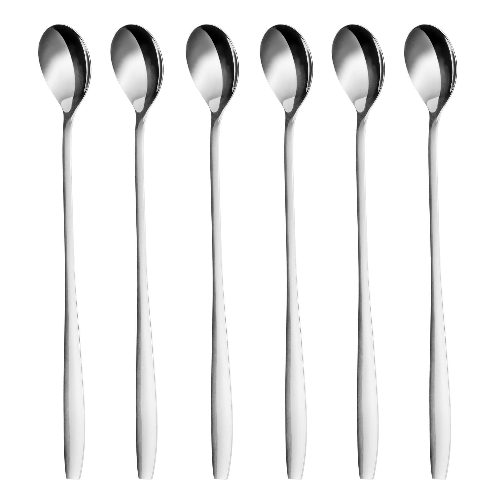 GRÄWE Latte Macchiato Löffel Set, Gold, 6-teilig, 22 cm, Lange Löffel, Cocktaillöffel, Dessertlöffel, Eislöffel, Löffel für Eiskaffee, Edelstahl, spülmaschinengeeignet Silber