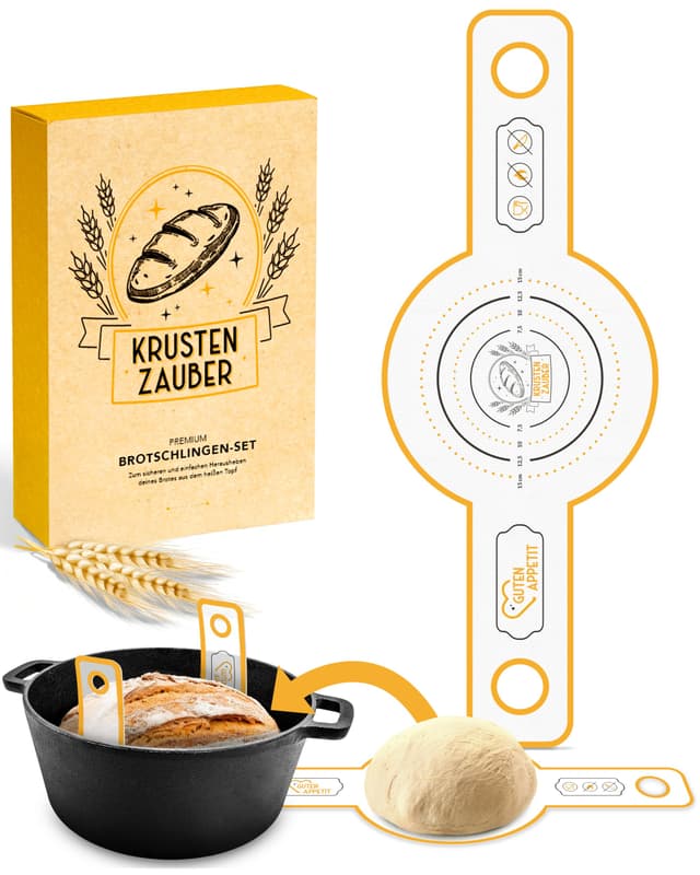 KRUSTENZAUBER Runde Brotschlinge aus langlebigen Silikon als Brot backen Zubehör - Die Brotbackmatte sorgt für reibungsloses Heben des Brotes aus dem Topf - Backmatte Brot, Bread mat, Back matte 1x Brotschlinge Rund