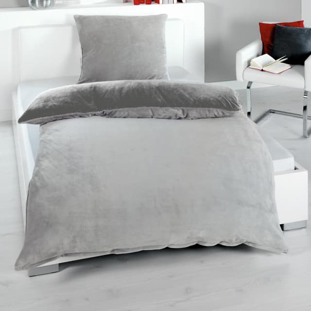 MALIKA Winter Plüsch Wendebettwäsche Nicky-Teddy 'Cashmere Touch' 135-155 - 200x200 Coral Fleece, Farbe:Silber-ANTHRAZIT, Größe:135 x 200 cm 135 x 200 cm Silber-anthrazit