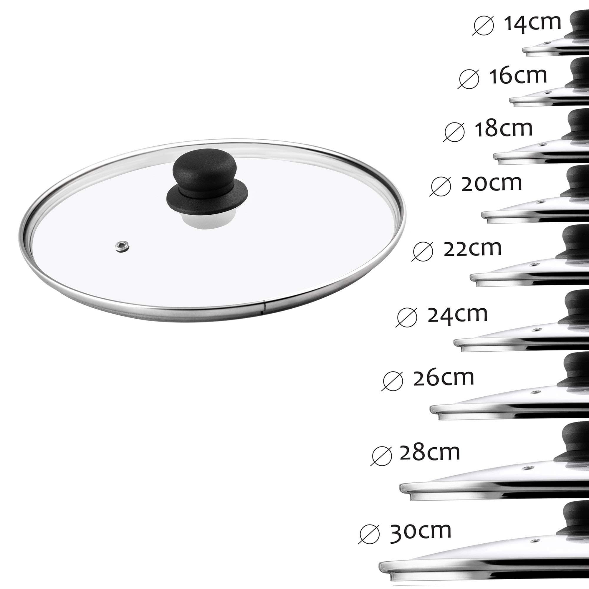 KADAX Glasdeckel, Topfdeckel aus Glas, ⌀14-30cm, hitzebeständiger Deckel für Topf, Pfanne, Pfannendeckel mit Griff aus Kunststoff, Universaldeckel in verschiedenen Größen (28cm) 28 cm Angebot bei HelloDeals