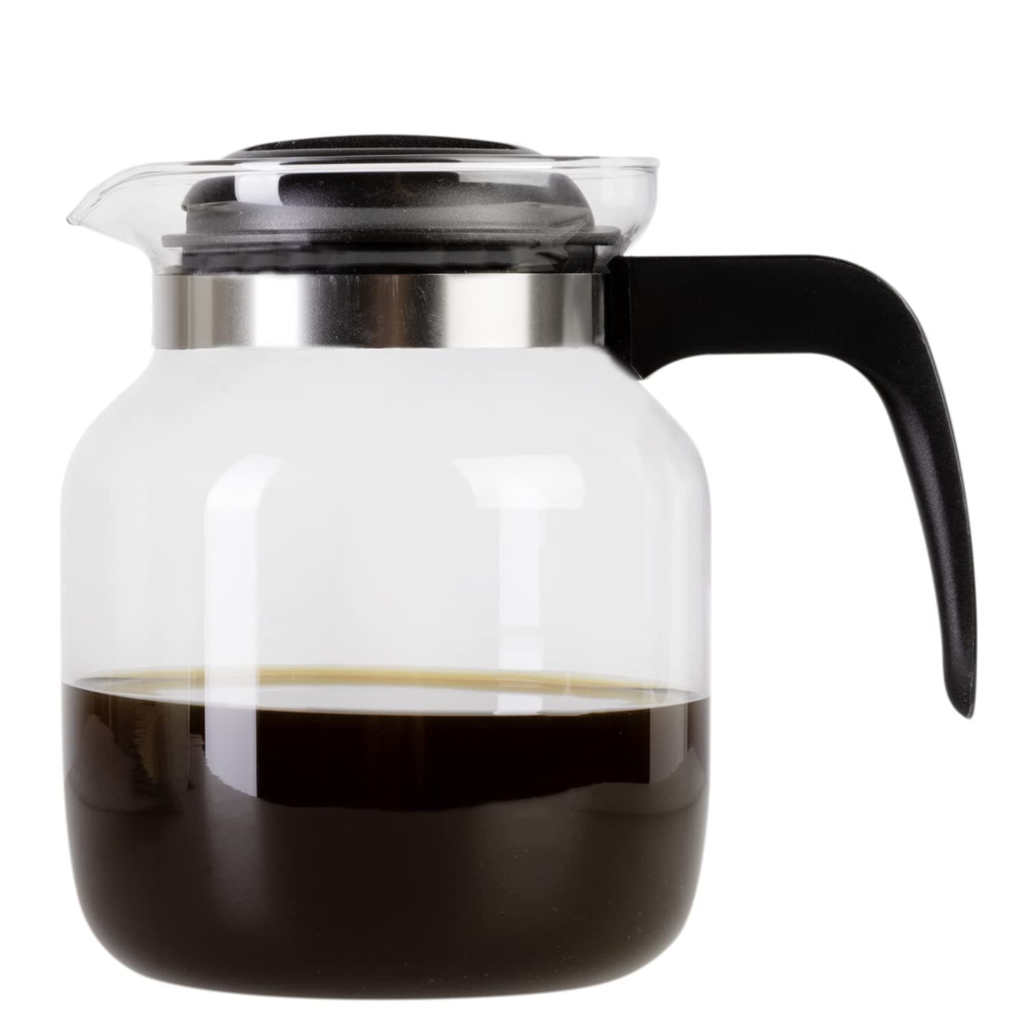 wenco Glaskanne 1,25 l - Ideal für Tee, Kaffee und Kaltgetränke, hitzebeständig, mit Deckel und Ausguss-Öffnung - Spülmaschinenfest und bruchsicher - Transparent/Schwarz Schwarz 1,25 l