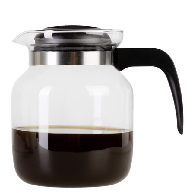 wenco Glaskanne 1,25 l - Ideal für Tee, Kaffee und Kaltgetränke, hitzebeständig, mit Deckel und Ausguss-Öffnung - Spülmaschinenfest und bruchsicher - Transparent/Schwarz Schwarz 1,25 l