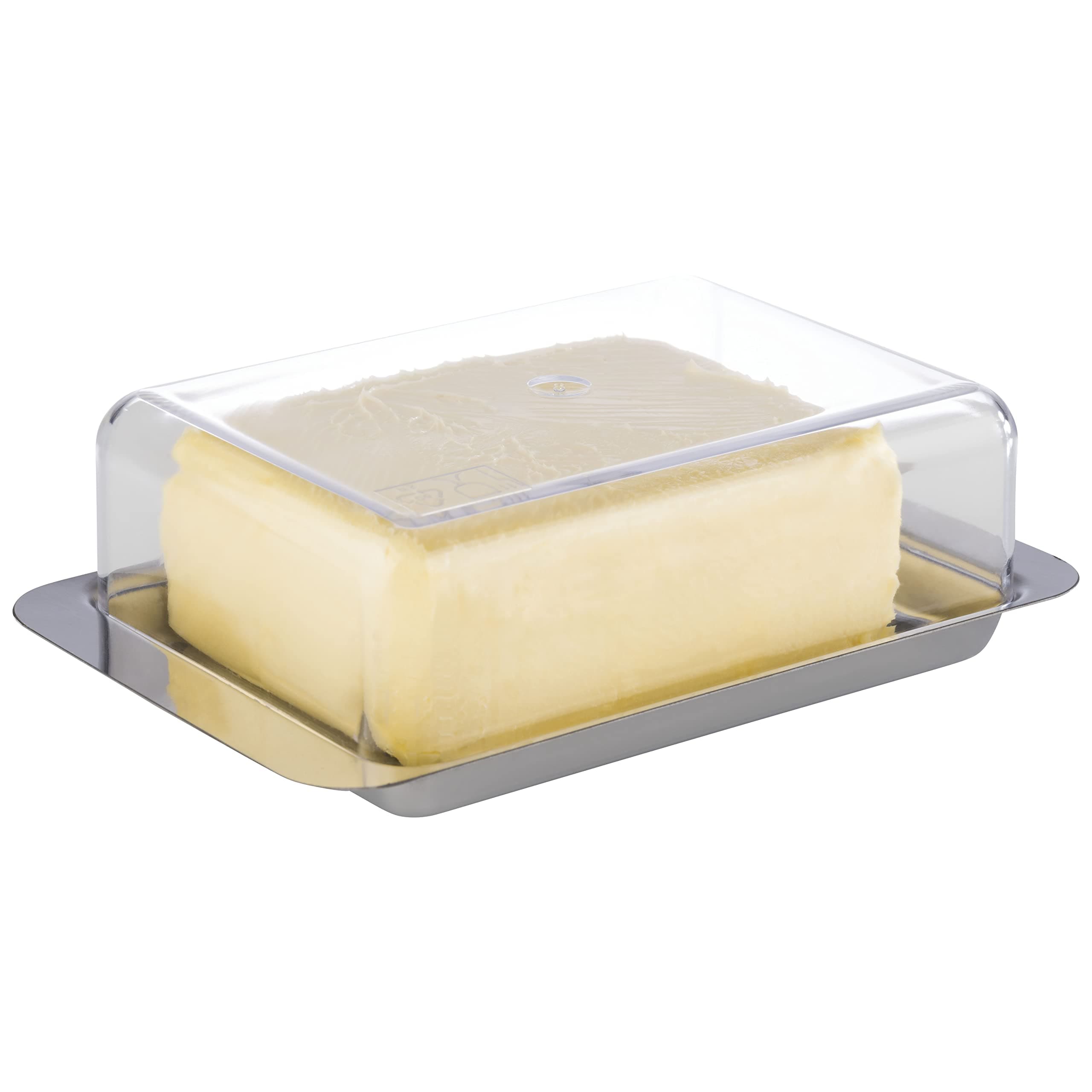 APS 63 Kühlschrank-Butterdose – hochwertiger Edelstahl Butter Behälter Made in Germany – langlebig und nicht rostend 16 x 9,5 x 5,5cm , nicht spülmaschinenfest Single