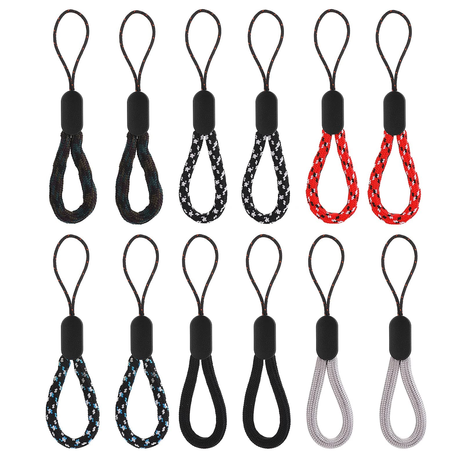 Cobee Finger Lanyard Small Handschlaufe,Verstellbare Finger Wrist Neck Lanyards Nylon Fingerschlaufe Tragbare Finger Lanyard Handschlaufe für Handy, Kamera, Schlüssel, USB Sticks (4,7 Zoll) 6 Farben Je 2st