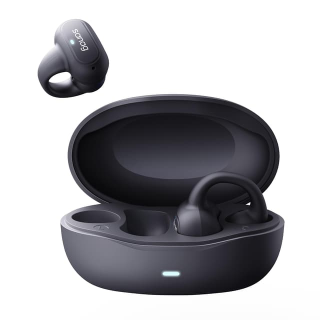 SANAG Ohrring, kabellose Ohrhörer, Bluetooth 5.3, mit Ladehülle, offene Ohr-Kopfhörer, kompatibel mit iPhone/Samsung-Handy für Männer, Frauen und Kinder, Schwarz