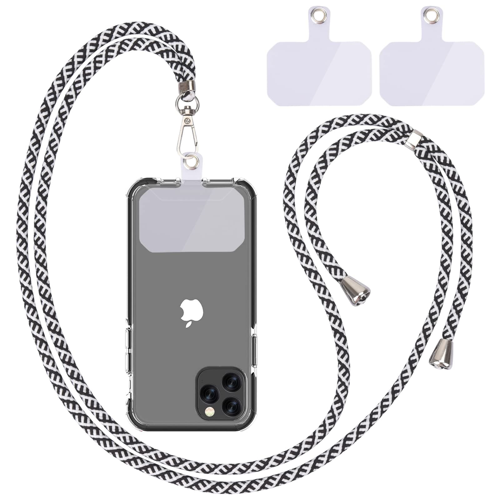 Handykette Universal, Handy Lanyard, Universelles Handy um den Hals hängend mit Pad Handy Lanyard, verstellbar und abnehmbar. (1Schwarz-Weiß-Diagonale)