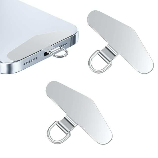 flintronic Handykette Universalpads, 2 Stück Handy Handykette Pads mit Metallring, Telefon Halteband Patch, Edelstahl Multifunktionales Handy Lanyard Pads, Handykette Pads für die Meisten Smartphones #1 A-silber