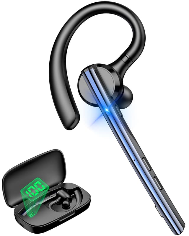 New bee Bluetooth Headset mit 72h Spielzeit Bluetooth V5.1 Freisprech Headset Handy mit LED Ladecase Freisprecheinrichtung Ohr mit CVC 8.0 und ENC Dual Mikrofon für iPhone/Android/Laptop