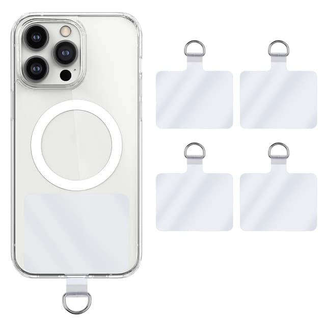 Cobee Universal Phone Tether Tabs, 4 Pcs 2.28" x 1.5" D-Buckle Phone Lanyard Ersatzteil PVC Transparent Phone Lanyard Patches for Safety Drop Protection Kompatibel mit den meisten Smartphones