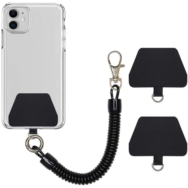 COCASES Handyband mit flexiblem Spiralkabel, universale Lanyard Schlüsselband Schlüsselanhänger kompatibel mit iPhone/Samsung/Huawei(2 Einlagen,Schwarz)