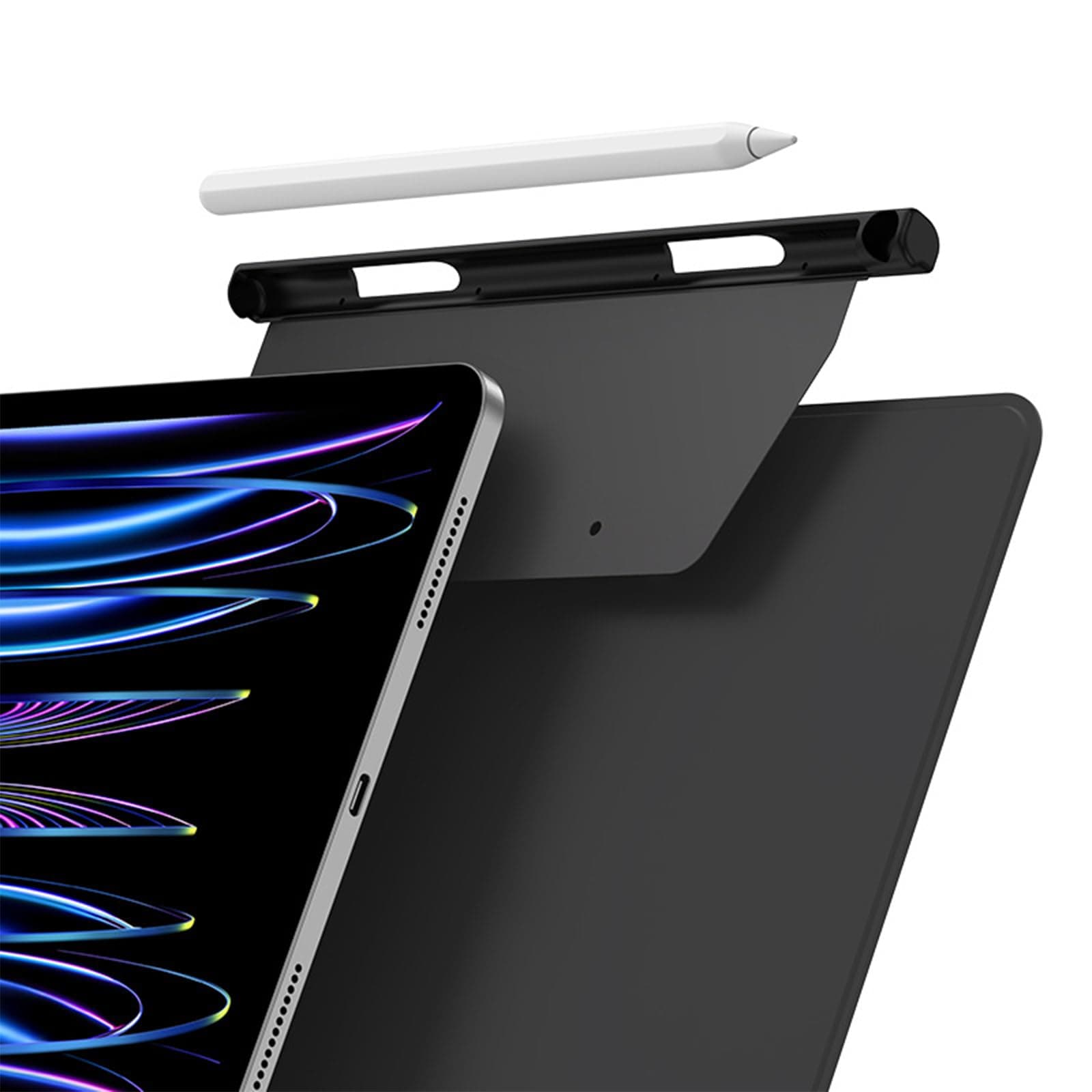 Pencil Stifthalter für Apple Pencil 2. Generation Hülle Kompatibel mit Magic Keyboard, Smart Keyboard Folio und Anderen Magnetisch Hülle, Stylus Pen Halter für iPad - Schwarz