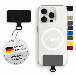 Closd Halterung für Handyketten, extrem reißfest, absolut sicher, schwarz, universal für jede Handyhülle, Made in Germany, sehr dünn nur 0,75 mm Absolut Schwarz 1